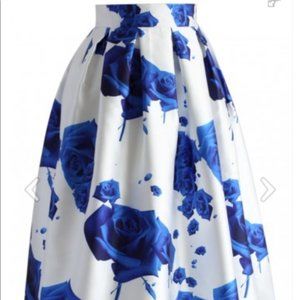 Chicwish Blue/White Floral Midi skirt